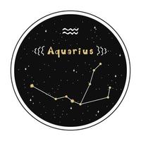 Acquario. segno zodiacale e costellazione in un cerchio. set di segni zodiacali in stile doodle, disegnati a mano. vettore
