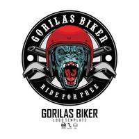 illustrazione del motociclista di gorilas con un background.eps bianco vettore