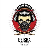 geisha illustrazione 1 con sfondo bianco.eps vettore