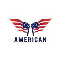 logo di due bandiere americane del paese occidentale, simbolo del paese.illustrazione di design vettore