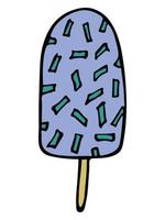 illustrazione di gelato disegnata a mano vettoriale isolata su sfondi bianchi. clipart di dessert colorato carino.