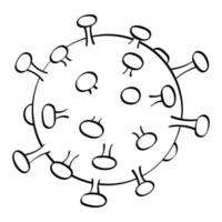 schizzo vettoriale di covid 19 isolato su sfondo bianco. icona del virus disegnato a mano. scarabocchiare illustrazione medica.