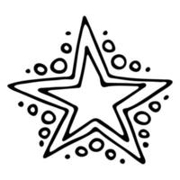 stella disegnata a mano di vettore. carino doodle stella illustrazione isolato su sfondo bianco. vettore