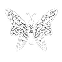 contorno farfalla in bianco e nero vettore