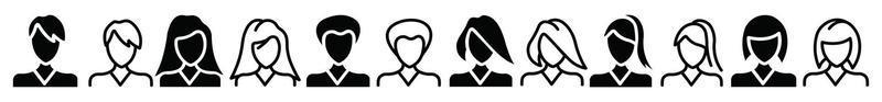 persone avatar set di icone, icona piatta vettoriale come femmina