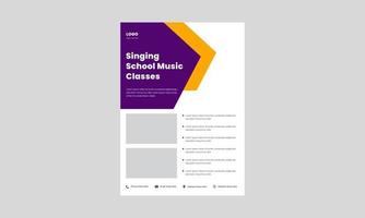 volantino di lezione di musica per bambini, modello di poster. poster per feste di karaoke per bambini. modello di progettazione di volantini online per lezioni di musica per bambini. vettore