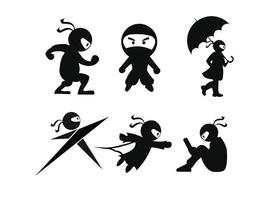 ninja samurai guerriero combattente personaggio cartone animato arte marziale arma shuriken vettore