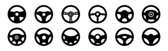 set di icone del volante per auto, illustrazione vettoriale del segno sportivo da corsa automobilistica, illustrazione vettoriale del logo semplice dello sterzo