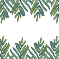 cornice ad acquerello di rami tropicali verdi. bordo floreale dipinto a mano con rami di albero isolati su sfondo bianco. vettore