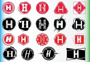 pacchetto di modelli di design con logo e icona lettera h creativa vettore