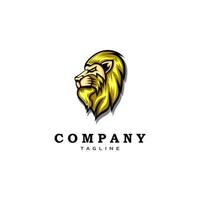 design del logo della testa del re leone, premio reale d'oro. vettore
