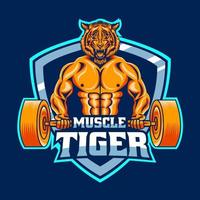 modello di logo della mascotte della tigre muscolare. facile da modificare e personalizzare vettore
