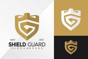 g lettera scudo guardia logo design modello di illustrazione vettoriale