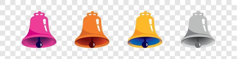 set di campane vintage vettoriali colorate retrò. campana su sfondo bianco. pubblicità e promozione. illustrazione vettoriale
