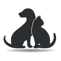 sagome cane e gatto logo modello design, emblema, concetto di design vettore