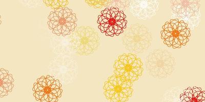 modello di doodle vettoriale arancione chiaro con fiori.