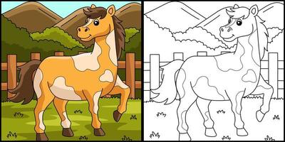 illustrazione colorata della pagina di colorazione del cavallo vettore