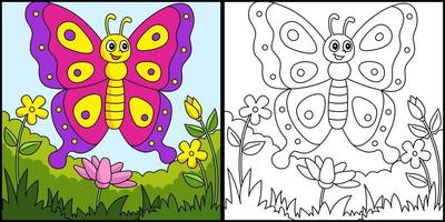 farfalla da colorare pagina illustrazione colorata vettore