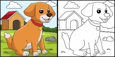 cane da colorare pagina illustrazione colorata vettore