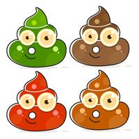 Set di Cartoon Brown Poop Variations. vettore