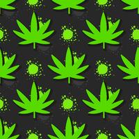 La marijuana lascia senza cuciture. Illustrazione disegnata a mano vettore