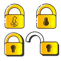 Lock Icons Set Vector. Blocca disegno vettoriale. Progettazione di segni. Stile piatto vettore