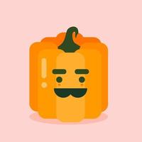 viso carino e divertente zucca jack o lantern. banner design piatto, illustrazione vettoriale. simpatico fantasma in stile design piatto. icona di halloween in colore tenue o pastello. simbolo di halloween felice per i bambini vettore