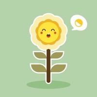 illustrazione vettoriale di design piatto mascotte personaggio girasole felice