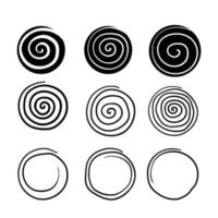 raccolta di illustrazione a spirale con stile doodle disegnato a mano isolato su sfondo bianco