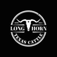 texas longhorn cow, country western bull bovini etichetta vintage logo design per fattoria di campagna di famiglia vettore