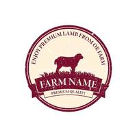 design del logo dell'etichetta adesiva della carne di agnello di qualità premium Angus bovino vintage vettore