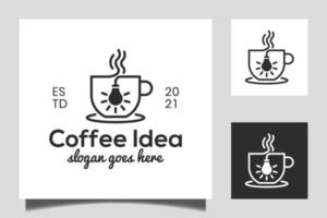 tazza di caffè con vettore icona lampadina per il design del logo del negozio di caffè di bevande calde