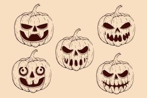 set di zucca di halloween con stile disegnato a mano vettore