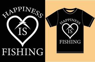 la felicità è il mio design della maglietta amante della pesca. vettore