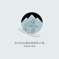 stile della linea del modello di progettazione del logo di snowboard per il marchio o l'azienda e altro vettore