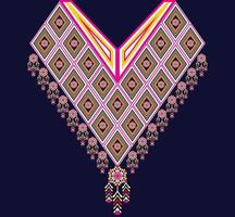 scollatura ricamo etnico, geometrico, tribale, orientale, tradizionale, collana per donna alla moda vettore