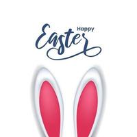 concetto di felice giorno di pasqua con illustrazione di orecchie di coniglio coniglietto con sfondo bianco vettore
