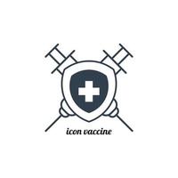 icona del vaccino medico. modello di simbolo della siringa medica per la raccolta di loghi di grafica e web design. illustrazione vettoriale