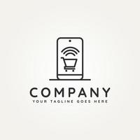 negozio online minimalista linea arte icona logo design vettore