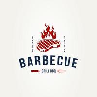 design del logo distintivo bistecca barbecue vintage vettore