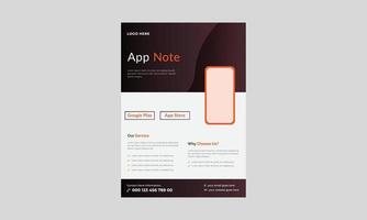 modello di volantino per app mobili, modello di volantino per la promozione di app mobili, volantino per app mobili e design di poster. vettore