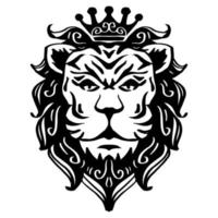 leone bianco e nero con corona vettore