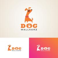 Modello di progettazione di logo di camminatori del cane vettore