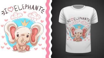 Elephant princess - idea per t-shirt stampata. vettore