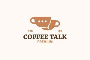 design del logo dell'icona della chat di conversazione del caffè vettore