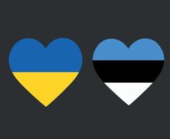 ucraina ed estonia bandiere nazionale europa emblema cuore icone illustrazione vettoriale elemento di disegno astratto