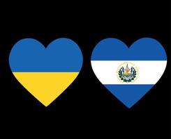 ucraina ed el salvador bandiere nazionale europa e nord america emblema cuore icone illustrazione vettoriale elemento di disegno astratto