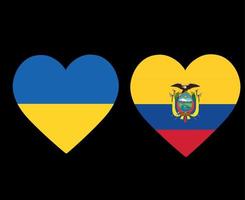 ucraina ed ecuador bandiere nazionale europa e americano latino emblema cuore icone illustrazione vettoriale elemento di disegno astratto