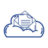 silhouette cloud dati e carta con informazioni sul documento vettore