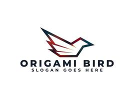 logo dell'uccello origami con tratto sfumato colorato